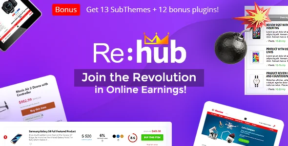 REHub - Price Comparison, Multi Vendor Marketplace Wordpress theme 19.9.8  with GPL License